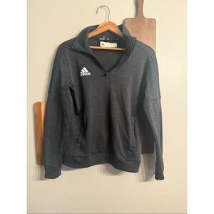 Adidas Black Quarter Zip Long Sleeve Activewear Pullover Jacket Size Medium